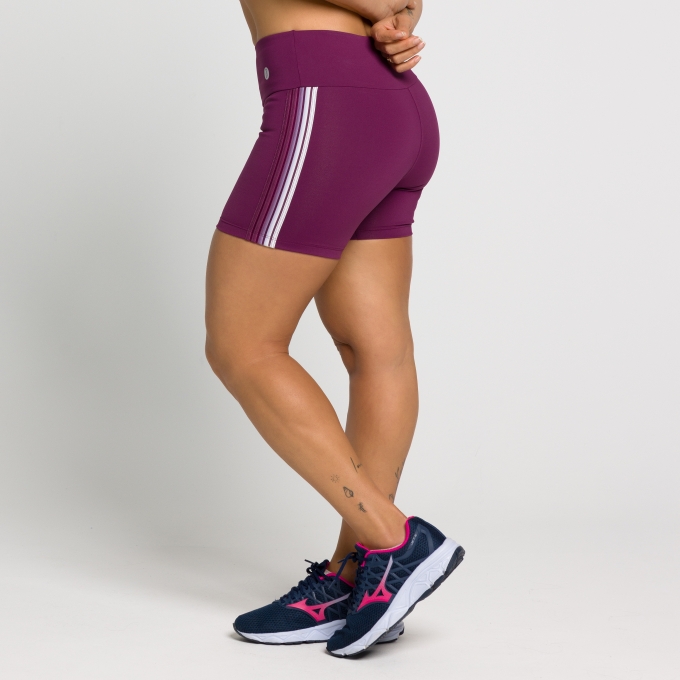 Short Fitness Sarah com Faixa Lateral em Elástico Degradê