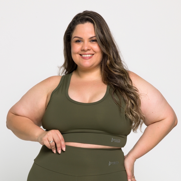 Top Plus Club Top Plus Size Fitness Básico Com Bojo Removível Nadador - Físico Fitness