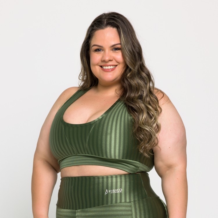 Top Fitness Nadador Plus Size Com Bojo Removível Ikat 3D