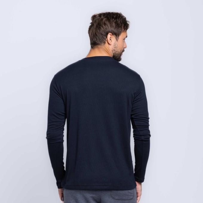 Camisa Manga Longa Gola V Ribana Canelada Masculina
