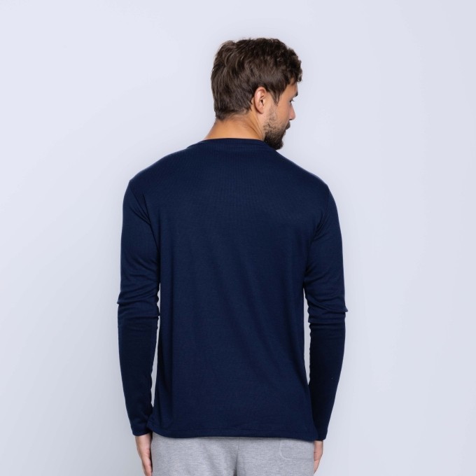Camisa Manga Longa Gola V Ribana Canelada Masculina
