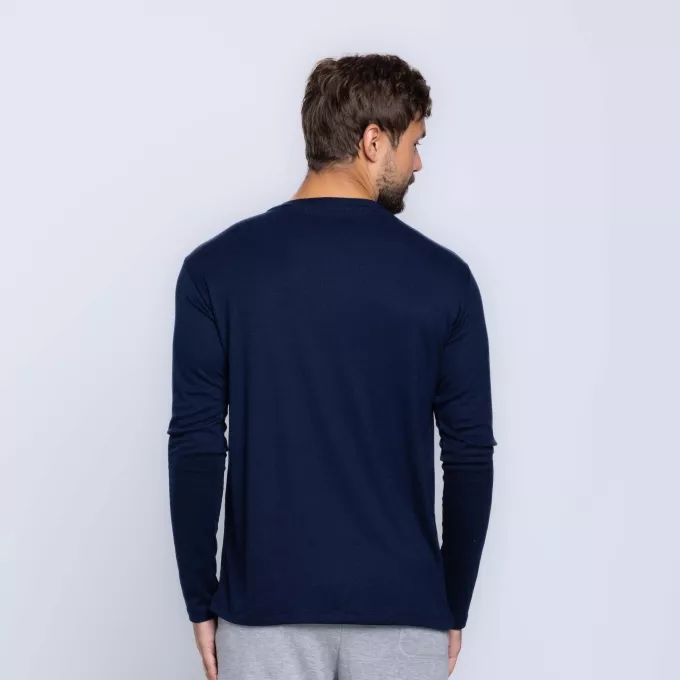 Camisa Manga Longa Gola V Ribana Canelada Masculina