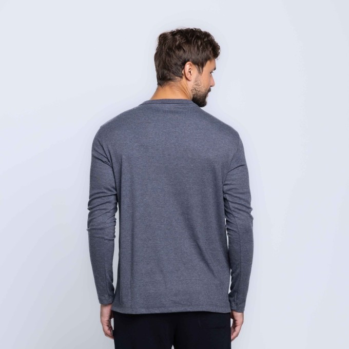 Camisa Manga Longa Gola V Ribana Canelada Masculina