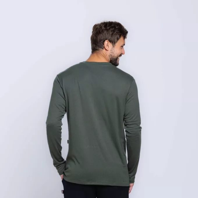 Camisa Manga Longa Gola V Ribana Canelada Masculina
