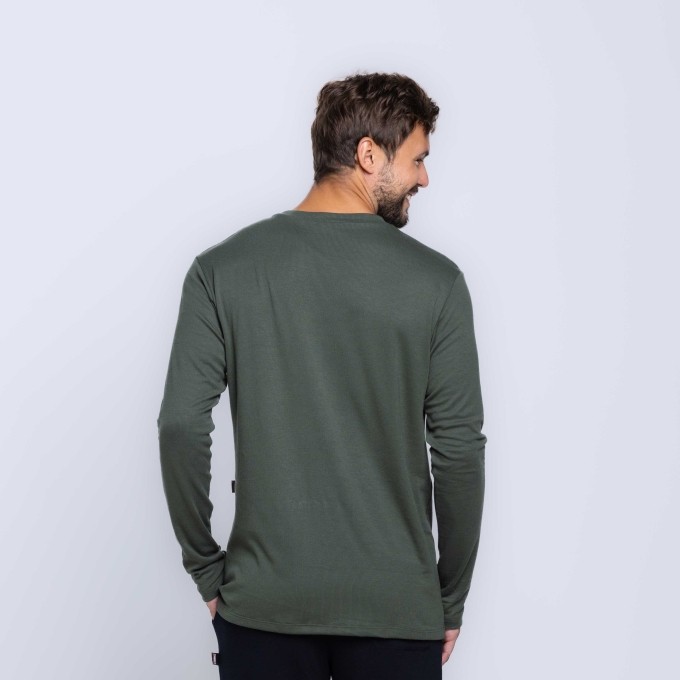 Camisa Manga Longa Gola V Ribana Canelada Masculina