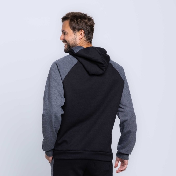 Casaco Moletom Faixa Com Bolso Canguru e Capuz Masculino