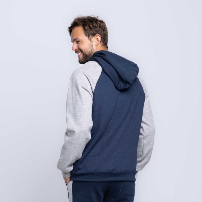 Casaco Moletom Faixa Com Bolso Canguru e Capuz Masculino