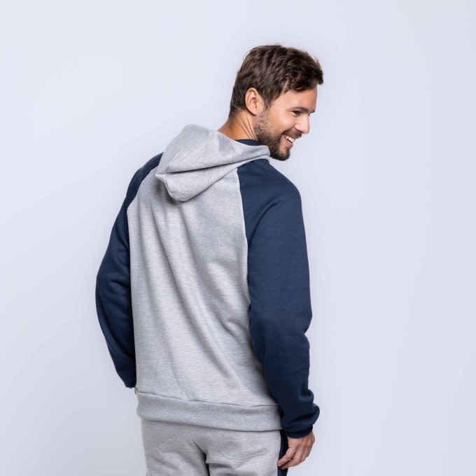 Casaco Moletom Faixa Com Bolso Canguru e Capuz Masculino