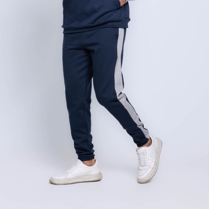 Calça Jogger Moletom Bicolor Faixa Masculina
