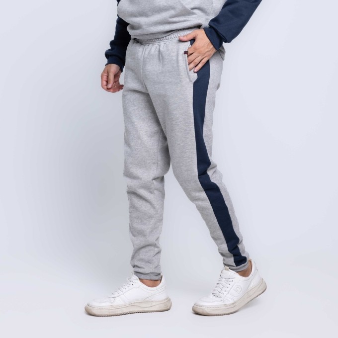 Calça Jogger Moletom Bicolor Faixa Masculina