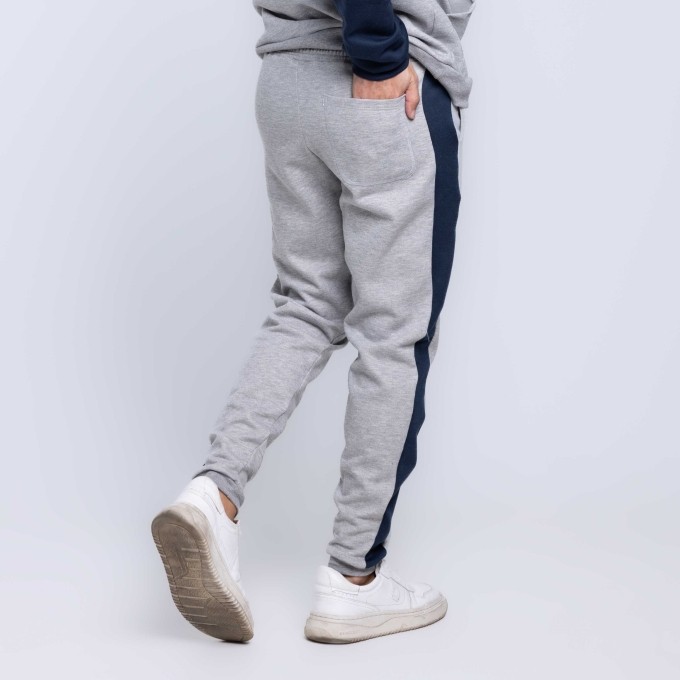 Calça Jogger Moletom Bicolor Faixa Masculina