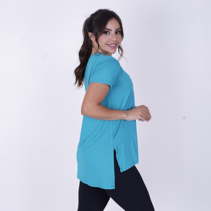 Blusa Fitness Mullet Manga Curta Diana