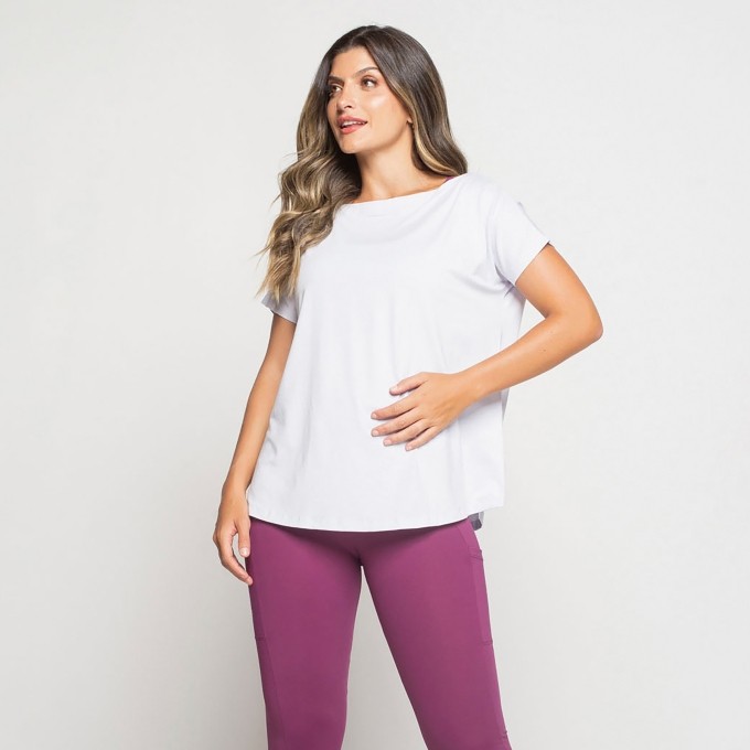 Blusa Fitness Ombro Que Cai Lisa