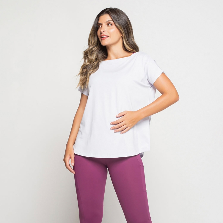 Blusa Fitness Ombro Que Cai Lisa