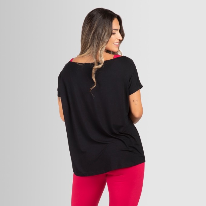 Blusa Fitness Ombro Que Cai Lisa