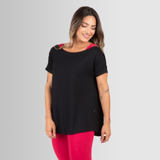 Blusa Fitness Ombro Que Cai Lisa