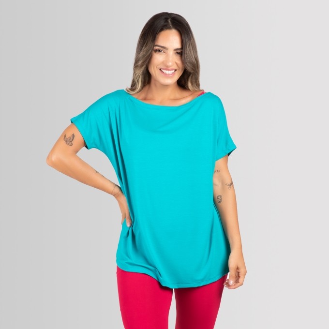 Blusa Fitness Ombro Que Cai Lisa