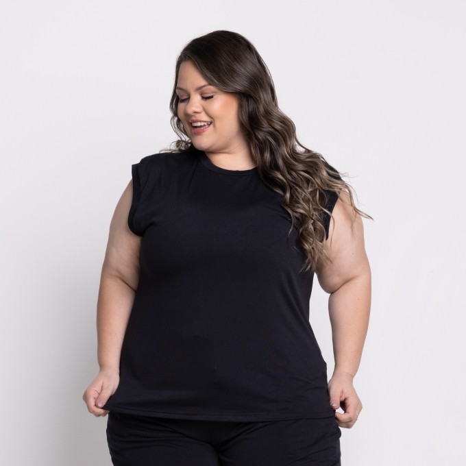 Regata Naomi Plus Size em Suede liso