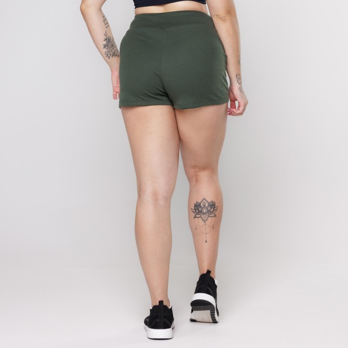 Short Feminino De Ribana Canelado Short Ribana