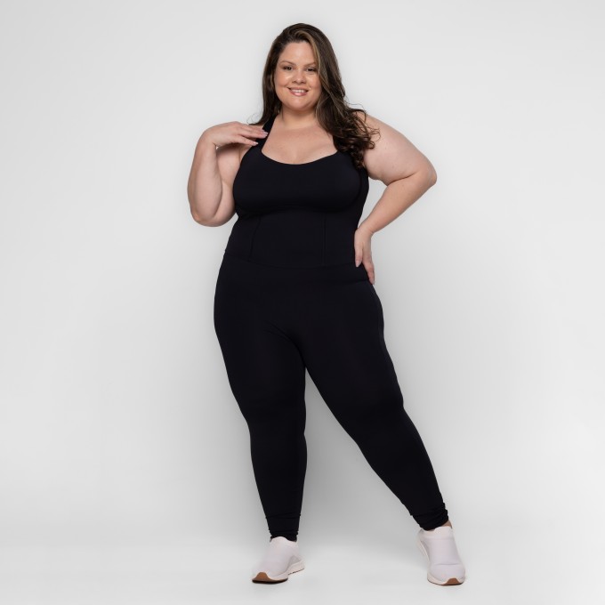 Macacão Fitness Plus Size Larah Nadador Keep Move