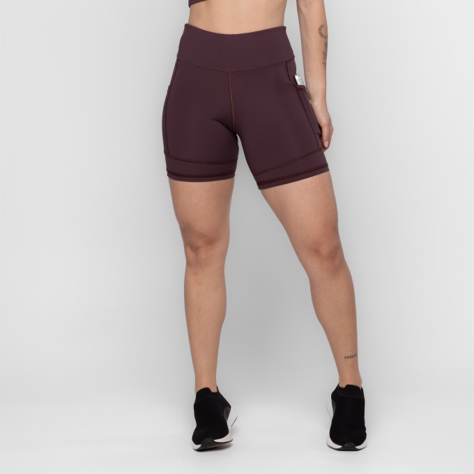 Bermuda Ciclista com Bolsos Laterais Cós Alto Jolie