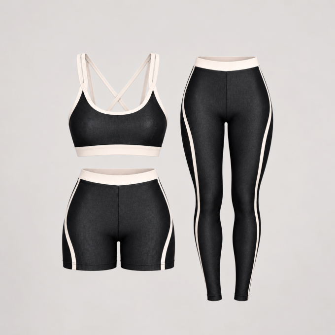 Kit Trio Fitness Top + Short + Calça Sophia Wonder