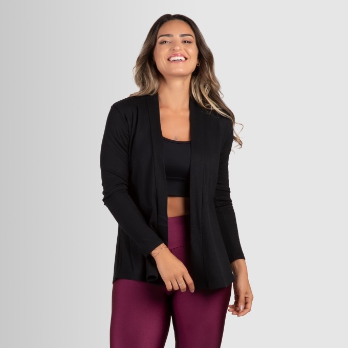 Cardigan Feminino Canelado Sobrepor Ribana