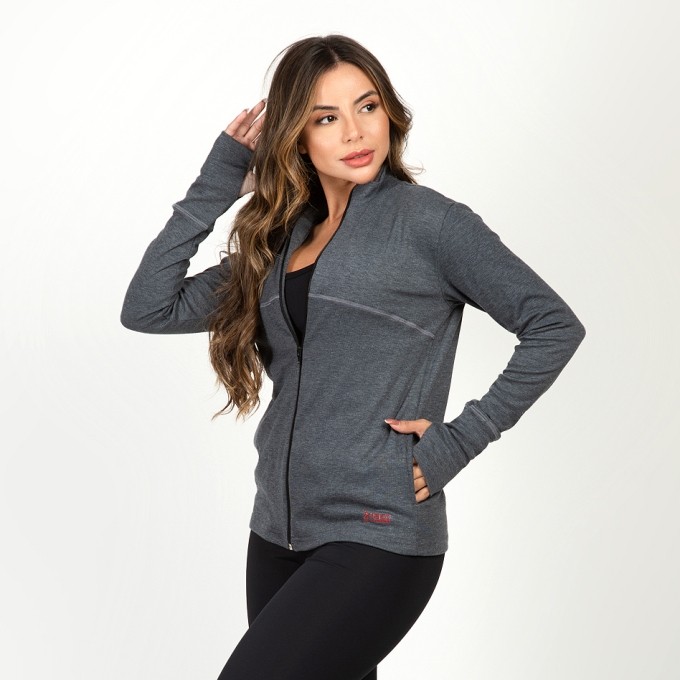 Casaco Feminino Punho Dedinho com Gola Alta Monique