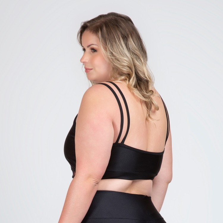 Top Fitness Plus Size Bojo Removível Metalizado Milena