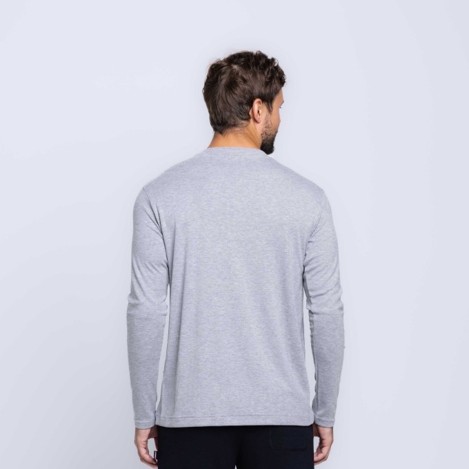 Camisa Manga Longa Gola V Ribana Canelada Masculina