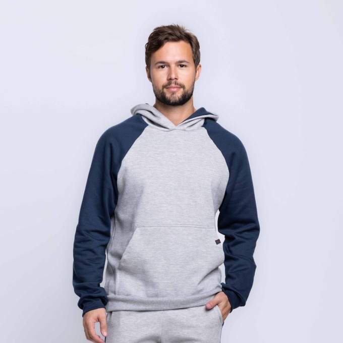 Casaco Moletom Faixa Com Bolso Canguru e Capuz Masculino