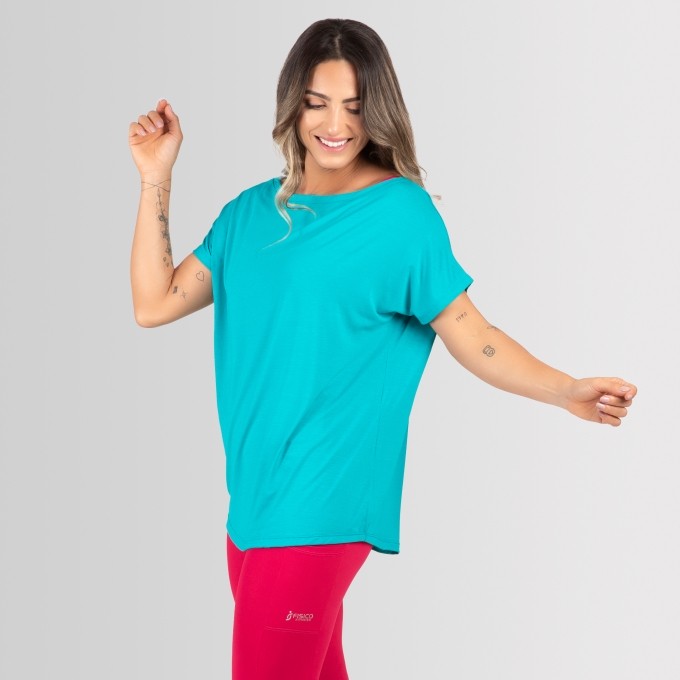 Blusa Fitness Ombro Que Cai Lisa